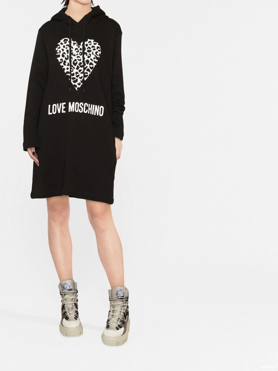 hooded Moschino dress Love heart-motif Women 0428